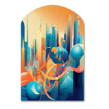 Blue And Orange Retro Radiance I - Asymmetric Metal Wall Art