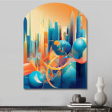 Blue And Orange Retro Radiance I - Asymmetric Metal Wall Art