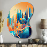 Blue And Orange Retro Radiance I - Asymmetric Metal Wall Art