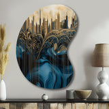 Gold And Blue Urban Elegance I - Asymmetric Metal Wall Art