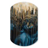 Gold And Blue Urban Elegance I - Asymmetric Metal Wall Art