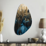 Gold And Blue Urban Elegance I - Asymmetric Metal Wall Art