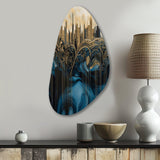 Gold And Blue Urban Elegance I - Asymmetric Metal Wall Art