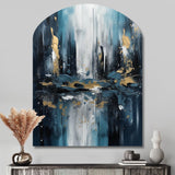 Gold And Blue Urban Elegance III - Asymmetric Metal Wall Art