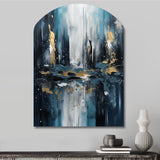 Gold And Blue Urban Elegance III - Asymmetric Metal Wall Art