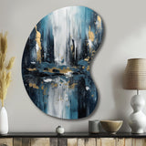 Gold And Blue Urban Elegance III - Asymmetric Metal Wall Art