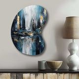 Gold And Blue Urban Elegance III - Asymmetric Metal Wall Art