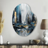 Gold And Blue Urban Elegance III - Asymmetric Metal Wall Art