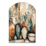 Orange And Green Channeling Bohemian Vibes - Asymmetric Metal Wall Art