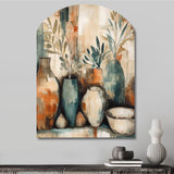 Orange And Green Channeling Bohemian Vibes - Asymmetric Metal Wall Art