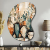 Orange And Green Channeling Bohemian Vibes - Asymmetric Metal Wall Art