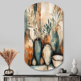 Orange And Green Channeling Bohemian Vibes - Asymmetric Metal Wall Art