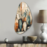 Orange And Green Channeling Bohemian Vibes - Asymmetric Metal Wall Art