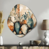 Orange And Green Channeling Bohemian Vibes - Asymmetric Metal Wall Art