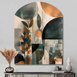 Green And Brown Artistic Liberation II - Asymmetric Metal Wall Art