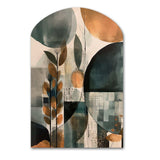 Green And Brown Artistic Liberation II - Asymmetric Metal Wall Art