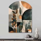 Green And Brown Artistic Liberation II - Asymmetric Metal Wall Art