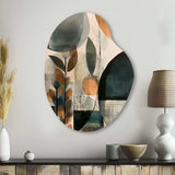 Green And Brown Artistic Liberation II - Asymmetric Metal Wall Art