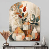 Green And Beige Channeling Bohemian Vibes - Asymmetric Metal Wall Art