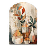 Green And Beige Channeling Bohemian Vibes - Asymmetric Metal Wall Art