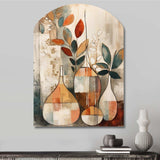 Green And Beige Channeling Bohemian Vibes - Asymmetric Metal Wall Art