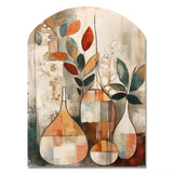 Green And Beige Channeling Bohemian Vibes - Asymmetric Metal Wall Art