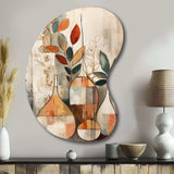 Green And Beige Channeling Bohemian Vibes - Asymmetric Metal Wall Art