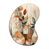 Green And Beige Channeling Bohemian Vibes - Asymmetric Metal Wall Art