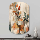 Green And Beige Channeling Bohemian Vibes - Asymmetric Metal Wall Art