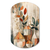 Green And Beige Channeling Bohemian Vibes - Asymmetric Metal Wall Art