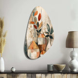 Green And Beige Channeling Bohemian Vibes - Asymmetric Metal Wall Art