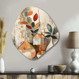 Green And Beige Channeling Bohemian Vibes - Asymmetric Metal Wall Art