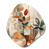 Green And Beige Channeling Bohemian Vibes - Asymmetric Metal Wall Art