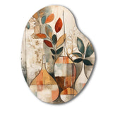 Green And Beige Channeling Bohemian Vibes - Asymmetric Metal Wall Art