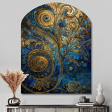 Blue And Gold Melodies Of Boho II - Asymmetric Metal Wall Art