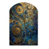 Blue And Gold Melodies Of Boho II - Asymmetric Metal Wall Art