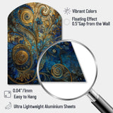 Blue And Gold Melodies Of Boho II - Asymmetric Metal Wall Art