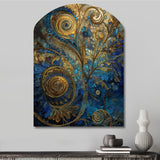 Blue And Gold Melodies Of Boho II - Asymmetric Metal Wall Art