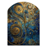 Blue And Gold Melodies Of Boho II - Asymmetric Metal Wall Art