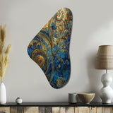 Blue And Gold Melodies Of Boho II - Asymmetric Metal Wall Art