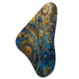 Blue And Gold Melodies Of Boho II - Asymmetric Metal Wall Art