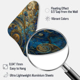 Blue And Gold Melodies Of Boho II - Asymmetric Metal Wall Art