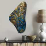 Blue And Gold Melodies Of Boho II - Asymmetric Metal Wall Art