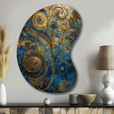 Blue And Gold Melodies Of Boho II - Asymmetric Metal Wall Art