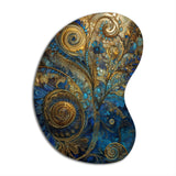 Blue And Gold Melodies Of Boho II - Asymmetric Metal Wall Art