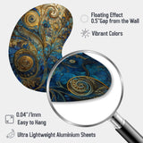 Blue And Gold Melodies Of Boho II - Asymmetric Metal Wall Art