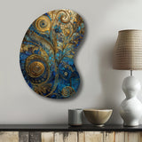 Blue And Gold Melodies Of Boho II - Asymmetric Metal Wall Art