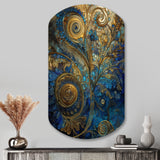 Blue And Gold Melodies Of Boho II - Asymmetric Metal Wall Art