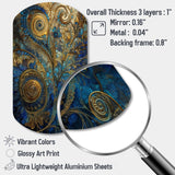 Blue And Gold Melodies Of Boho II - Asymmetric Metal Wall Art