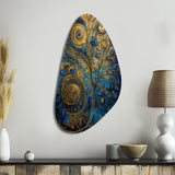 Blue And Gold Melodies Of Boho II - Asymmetric Metal Wall Art